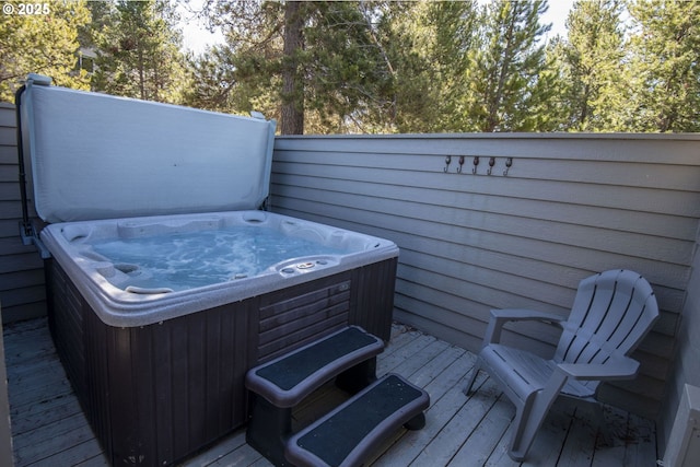 18144 Maury Mountain Ln, Sunriver, OR 97707 - wooden terrace with a hot tub