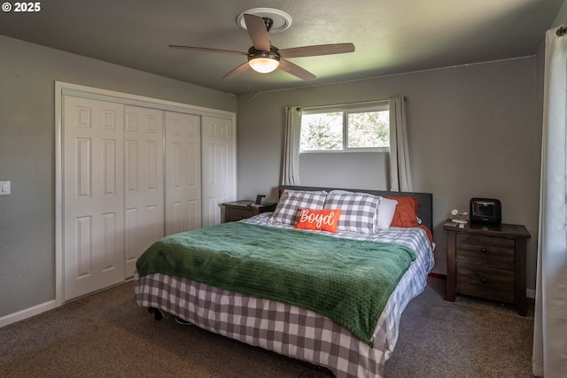 4033 Hanna St, Roseburg, OR 97471 - carpeted bedroom featuring a closet, baseboards, and a ceiling fan