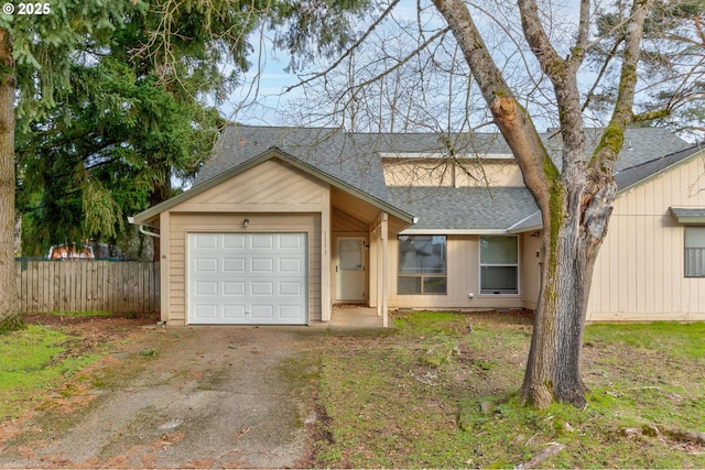 single story home with a garage