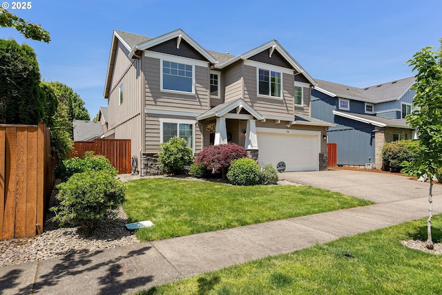216 Churchill Downs St, Albany, OR 97322 - craftsman-style home featuring stone siding, a garage, and concrete driveway