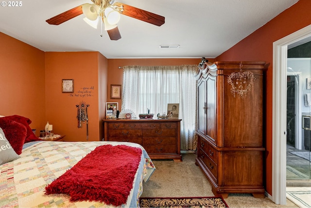 216 Churchill Downs St, Albany, OR 97322 - bedroom featuring light carpet, ceiling fan, and access to outside