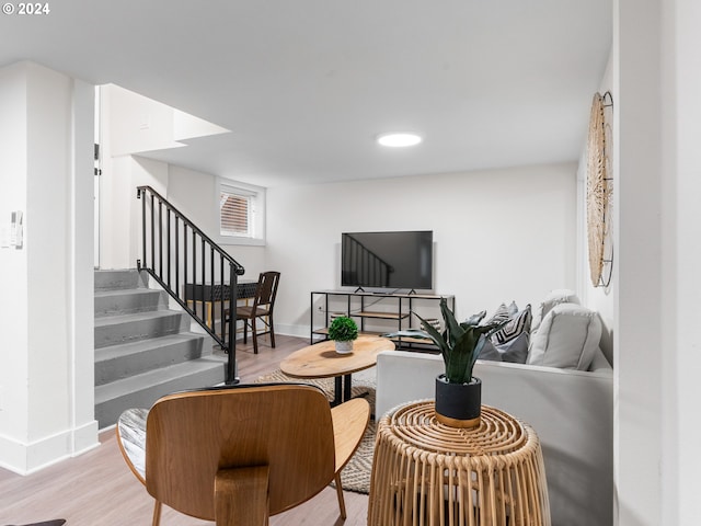 living room featuring light hardwood / wood-style floors