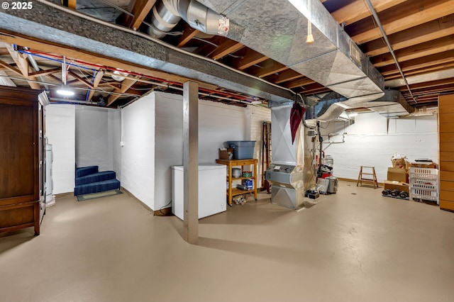 1815 SE 97th Ave, Vancouver, WA 98664 - unfinished below grade area with fridge, stairs, and heating unit