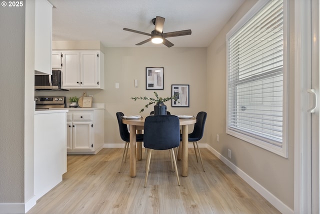 8278 SW Mohawk St, Tualatin, OR 97062 - dining room with a ceiling fan and light wood-style flooring