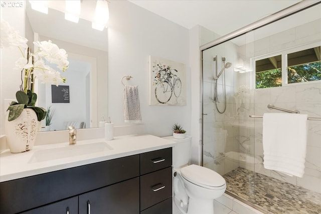 31430 NE Canter Ln, Sherwood, OR 97140 - bathroom featuring vanity and a marble finish shower