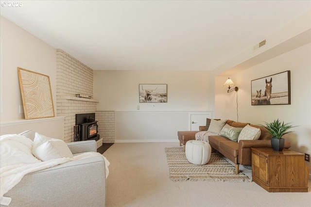 31430 NE Canter Ln, Sherwood, OR 97140 - carpeted living area featuring a wood stove