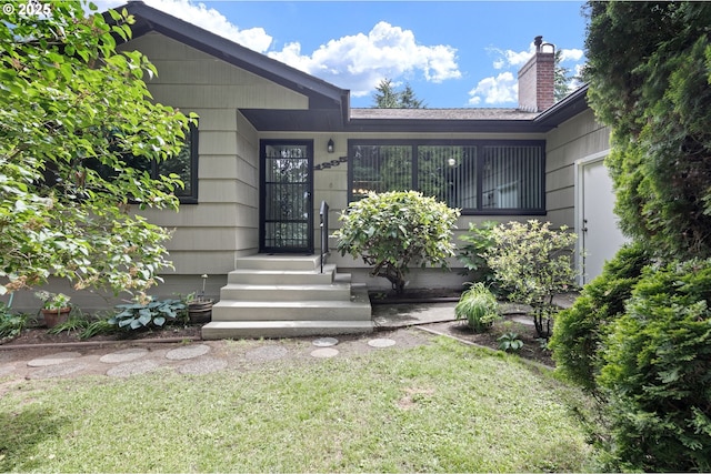 1295 Betty Ln, Eugene, OR 97404 - doorway to property with a yard and a chimney