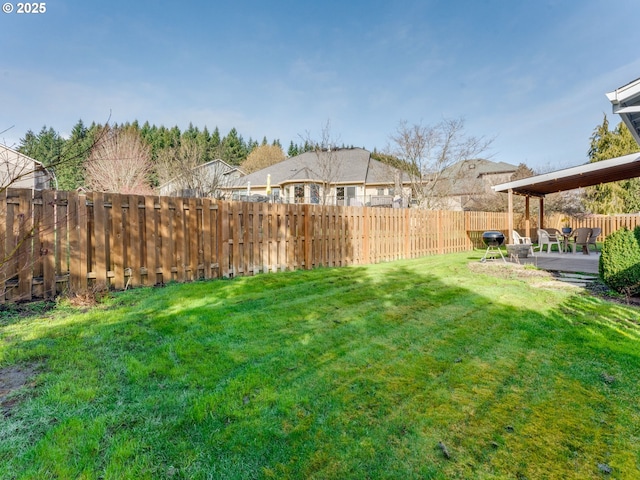 view of yard featuring a fenced backyard