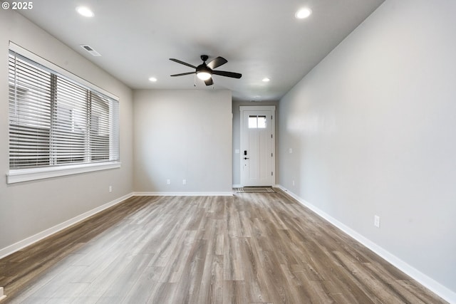 6429 SE Provence St, Hillsboro, OR 97123 - spare room featuring wood finished floors, recessed lighting, baseboards, and ceiling fan