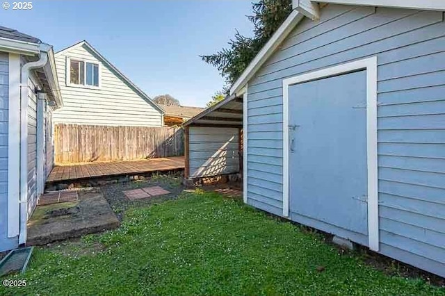 view of yard featuring a wooden deck