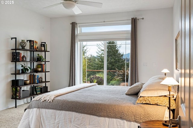 bedroom with carpet and ceiling fan
