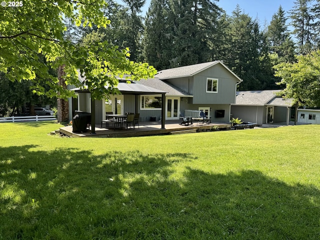24035 SW Mountain Creek Rd, Sherwood, OR 97140 - rear view of house featuring french doors, a patio area, and roof with shingles