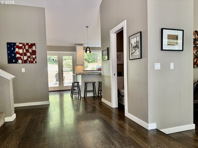 24035 SW Mountain Creek Rd, Sherwood, OR 97140 - hallway with dark wood-style flooring and baseboards