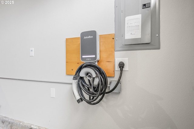 52152 Casswell Dr, Scappoose, OR 97056 - garage view of electric panel and electric vehicle charger