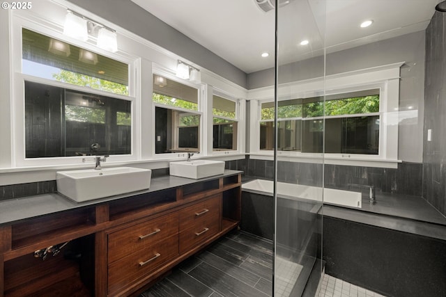 4000 NE Hassalo St, Portland, OR 97232 - bathroom with double vanity and recessed lighting
