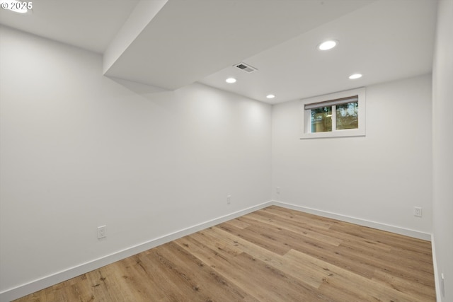 4000 NE Hassalo St, Portland, OR 97232 - basement with baseboards, light wood-style floors, and recessed lighting