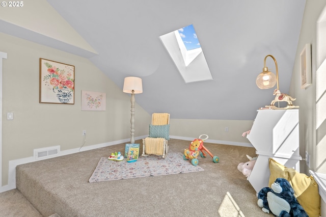 313 Art Kegler Blvd, Boardman, OR 97818 - game room with lofted ceiling, a skylight, carpet flooring, and baseboards