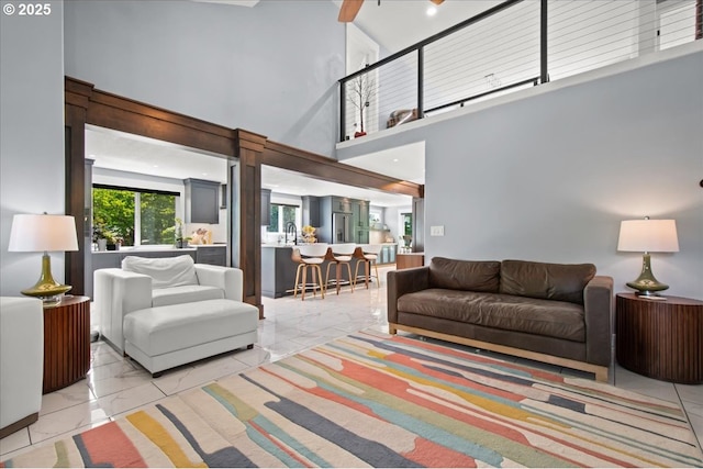 14510 NE 50th St, Vancouver, WA 98682 - living room with light marble finish floors and a high ceiling