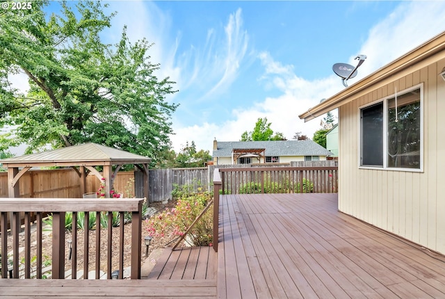 590 Granite Pl, Springfield, OR 97477 - wooden terrace featuring a gazebo and a fenced backyard
