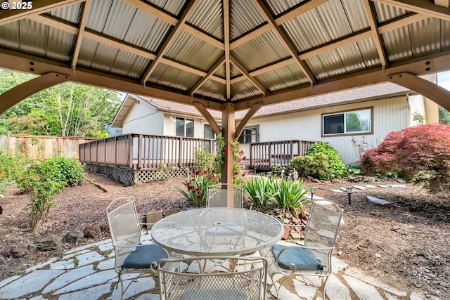 590 Granite Pl, Springfield, OR 97477 - view of patio featuring a deck, outdoor dining area, and a gazebo