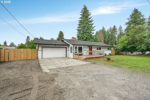 14108 NE 49th St, Vancouver, WA 98682 - single story home featuring driveway, a garage, a deck, and a chimney