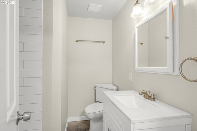 14108 NE 49th St, Vancouver, WA 98682 - bathroom with vanity, toilet, wood finished floors, and baseboards