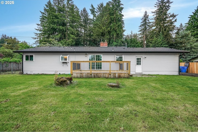 14108 NE 49th St, Vancouver, WA 98682 - back of property featuring a wooden deck and a chimney