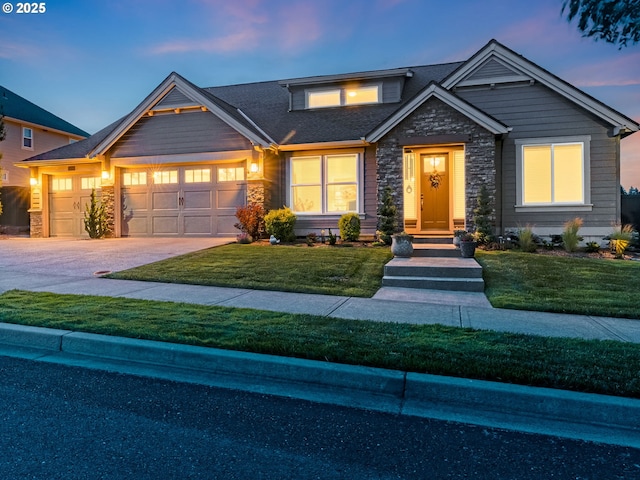 1856 NW Sierra Way, Camas, WA 98607 - craftsman-style house featuring stone siding, a garage, and a front yard