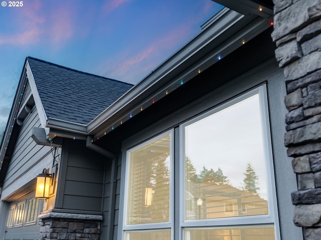 1856 NW Sierra Way, Camas, WA 98607 - detailed view of roof with shingles and stone siding