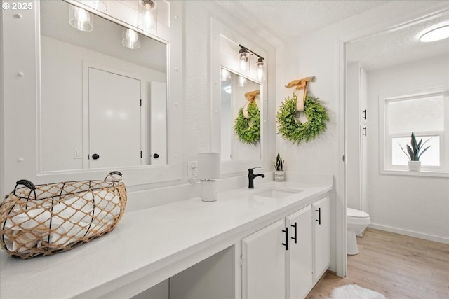 662 Cannavina Rd, Carson, WA 98610 - bathroom with vanity, wood finished floors, and a textured ceiling