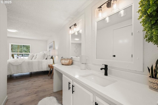 662 Cannavina Rd, Carson, WA 98610 - bathroom with vanity, a textured ceiling, and wood finished floors