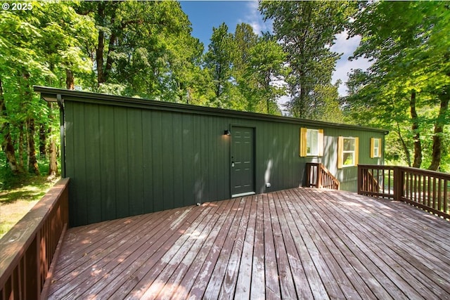 662 Cannavina Rd, Carson, WA 98610 - wooden terrace with view of wooded area