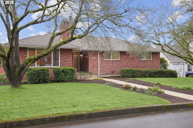 ranch-style house featuring a front lawn