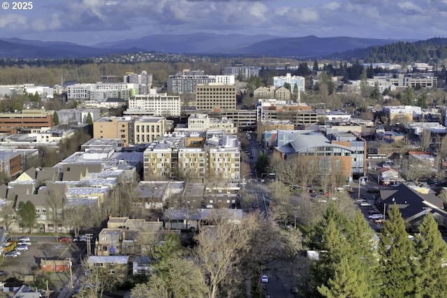property's view of city featuring a view of trees and a mountain view