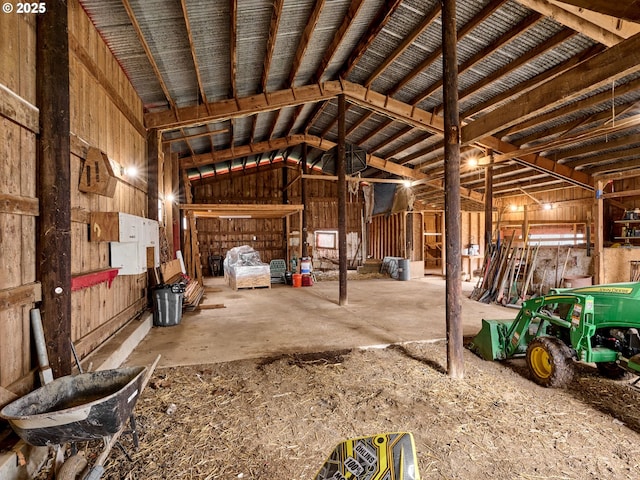 misc room with lofted ceiling