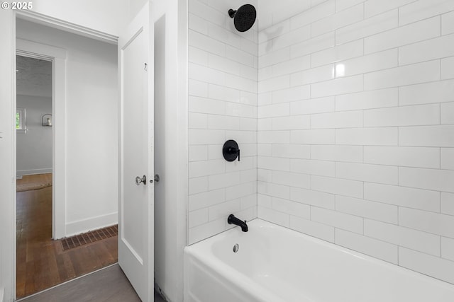 1937 SE Knight St, Portland, OR 97202 - full bath featuring wood finished floors,  shower combination, and baseboards