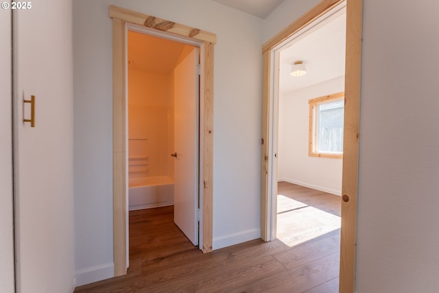 1636 Maple St, Myrtle Point, OR 97458 - corridor with wood finished floors and baseboards