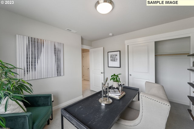 8809 S 3rd St Unit 35, Ridgefield, WA 98642 - carpeted dining room featuring baseboards and an office area