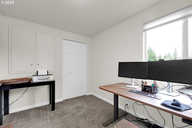 carpeted office space with baseboards