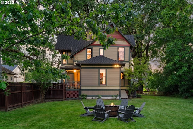 2325 A St, Forest Grove, OR 97116 - back of property featuring a fire pit and a shingled roof