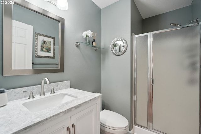 4709 SE Antelope Hills Dr, Gresham, OR 97080 - bathroom featuring a shower stall, vanity, and toilet