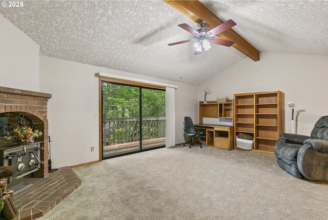14216 NE 346th St, Battle Ground, WA 98604 - office area featuring a textured ceiling, carpet floors, and a ceiling fan