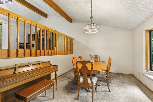 14216 NE 346th St, Battle Ground, WA 98604 - carpeted dining space featuring a textured ceiling, a chandelier, and baseboards