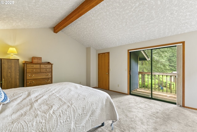 14216 NE 346th St, Battle Ground, WA 98604 - bedroom featuring a textured ceiling, access to exterior, carpet flooring, and baseboards
