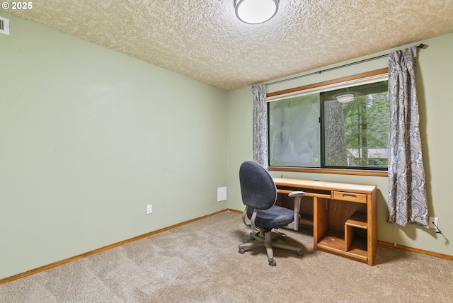 14216 NE 346th St, Battle Ground, WA 98604 - home office featuring carpet, a textured ceiling, and baseboards