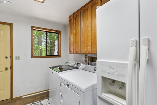 14216 NE 346th St, Battle Ground, WA 98604 - washroom with cabinet space, independent washer and dryer, carpet flooring, and baseboards