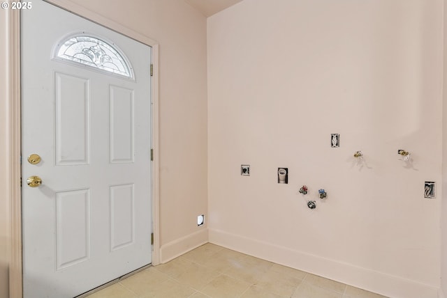 14216 NE 346th St, Battle Ground, WA 98604 - clothes washing area featuring electric dryer hookup, baseboards, washer hookup, and light tile patterned floors