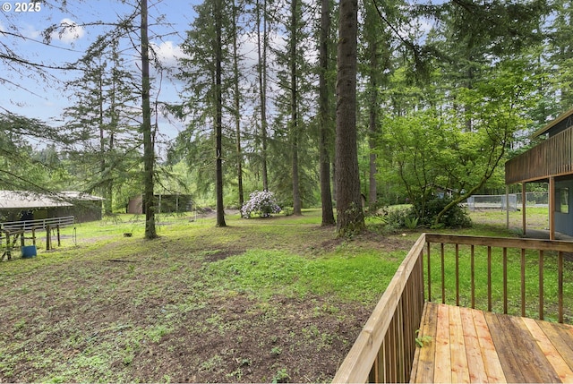 14216 NE 346th St, Battle Ground, WA 98604 - view of yard featuring a wooden deck and fence
