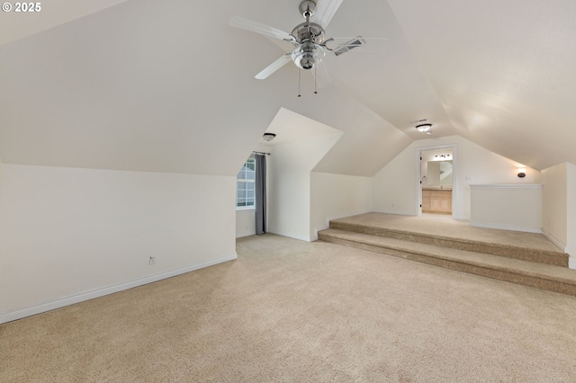115 Duane Ct, Myrtle Creek, OR 97457 - bonus room featuring light colored carpet, lofted ceiling, baseboards, and ceiling fan