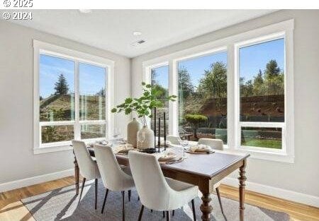 dining room with hardwood / wood-style flooring